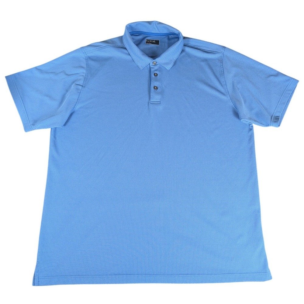 Bolle Mens Performance Golf Polo Shirt Blue Textured Short Sleeve 3-Button XL